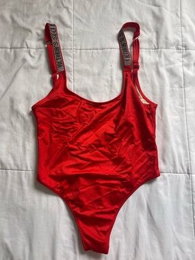 Victoria's Secret Red Scoop One-Piece Swimsuit with Logo Straps (Original)